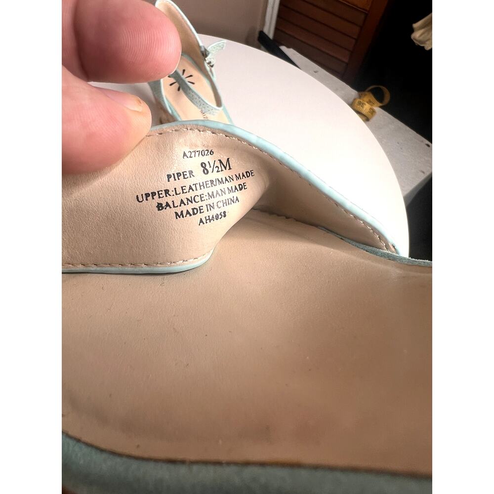 Isaac Mizrahi Live Piper Wedge Sandals Mint Green Suede A277026 8.5 NWOB - Picture 6 of 10